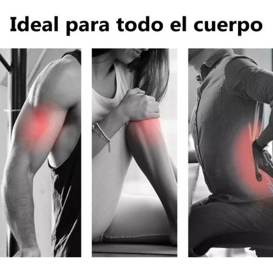 Pistola de Masajes Corporal Circulación, Cuello y Espalda con 4 Cabezales Intercambiables Batería Recargable - Rojo